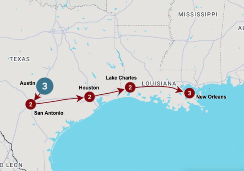 austin to new orleans road trip