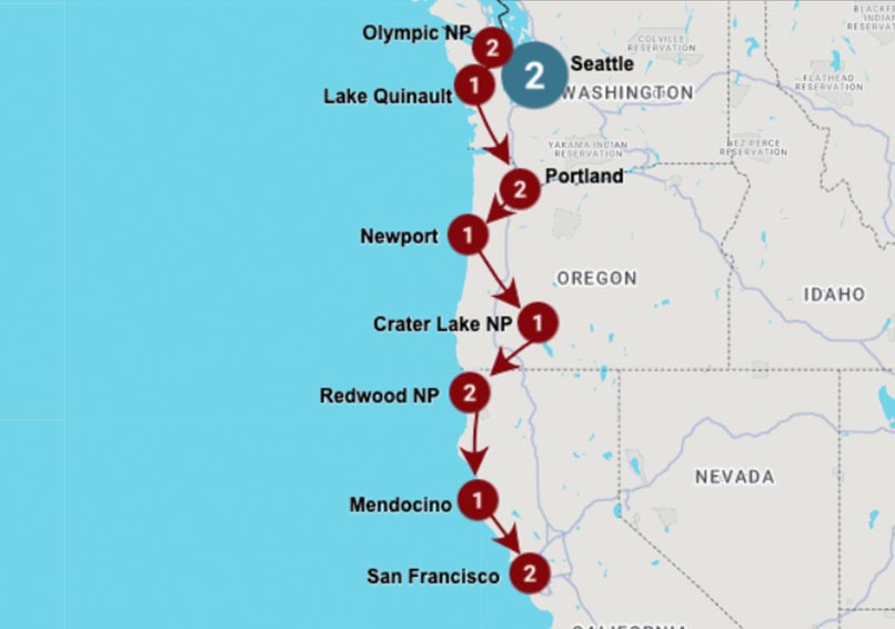 west coast coastal drive